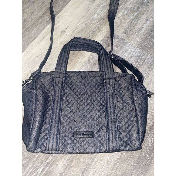 VERA BRADLEY MEDIUM BLACK QUILTED DUAL HANDLE SHOULDER BAG - Picture 1 of 7